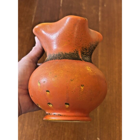 Vintage Rumrill Vase - Etsy Australia Vintage 6” RumRill Orange & Brown Bulbous Vase W/ Pinched Top Rim #291